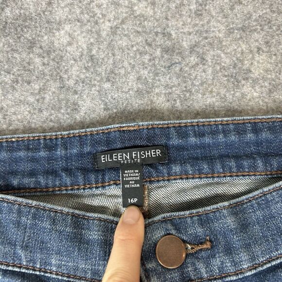 Eileen Fisher Jeans Womens 16 Petite Straight Leg Medium Wash Denim - Picture 5 of 10